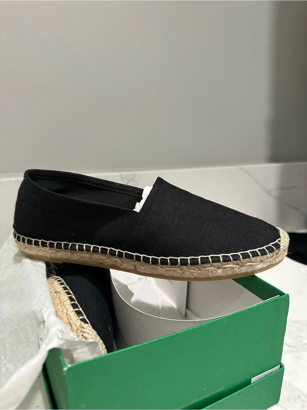 J. Crew Black Canvas Espadrilles with Jute Sole